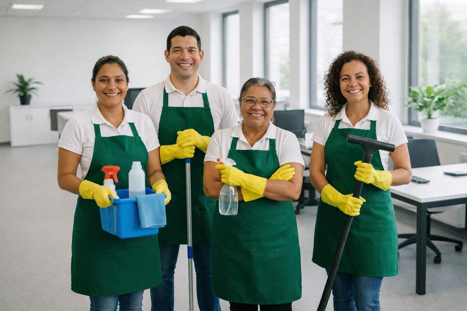 Equipa da Linda Serviços pronta para servir com profissionalismo